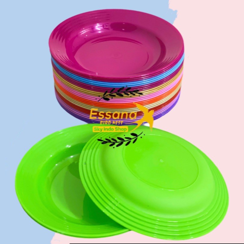 Piring Makan Bulat Plastik 9inch ( Promo Beli 12pcs Gratis 1 Sendok Kayu ) Terlaris Termurah Berkualitas ( 1pcs ) claris-1
