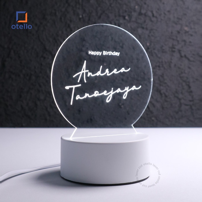 Custom Lampu Tidur Acrylic Night Lamp Hadiah Ulang Tahun Birthday Gift Kado Pacar Dekorasi Meja