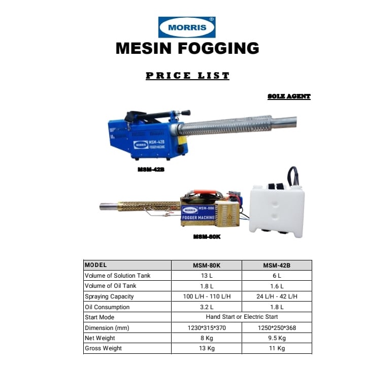 Mesin Fogging MORRIS MSM42B - Alat Semprot Nyamuk Fogger-Foging Asap MSM 42B