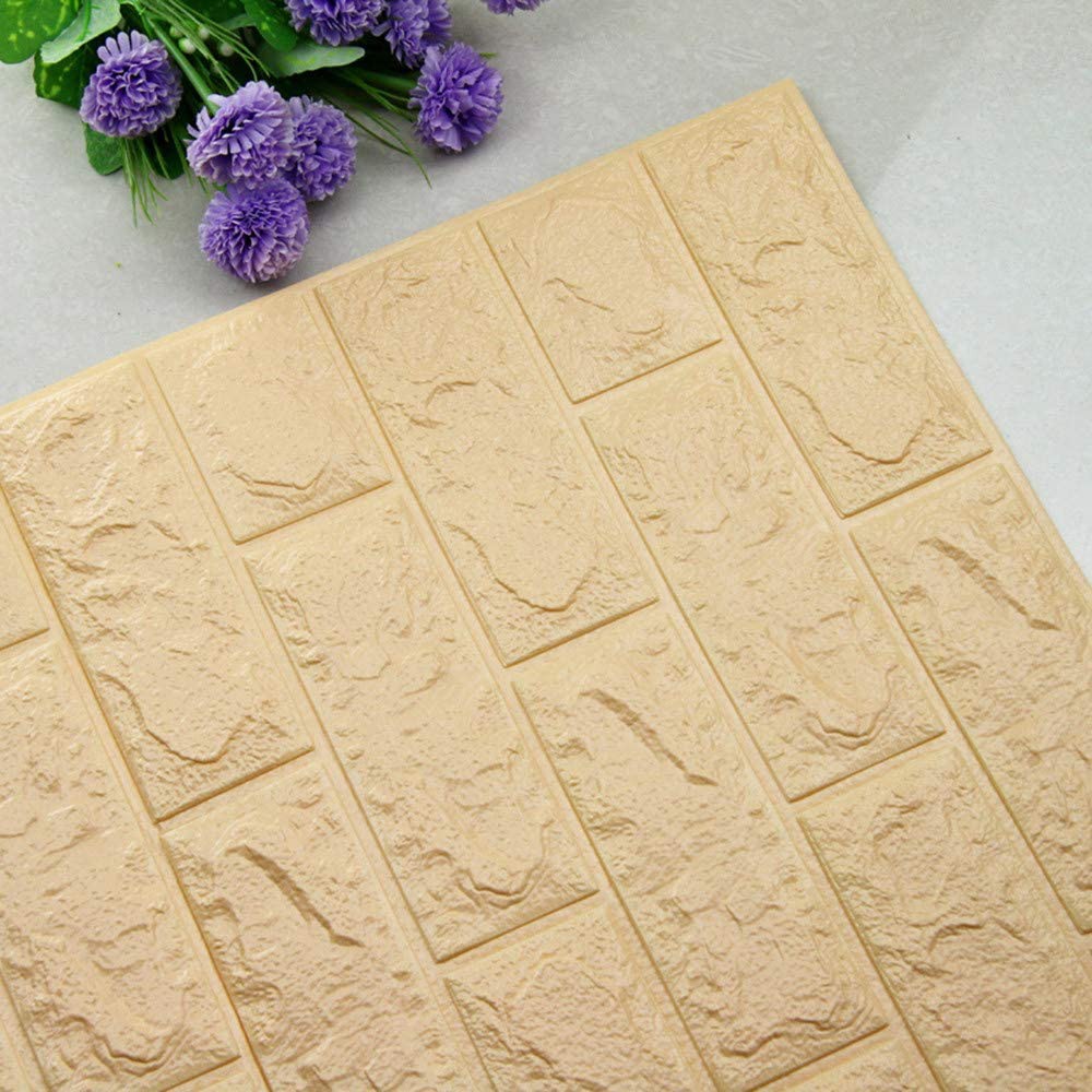 WALLPAPER BATU BATA 3D FOAM PANEL WALLFOAM 70X77 CM·HIGH QUALITY STIKER DINDING KERTAS DINDING BATA-khaki