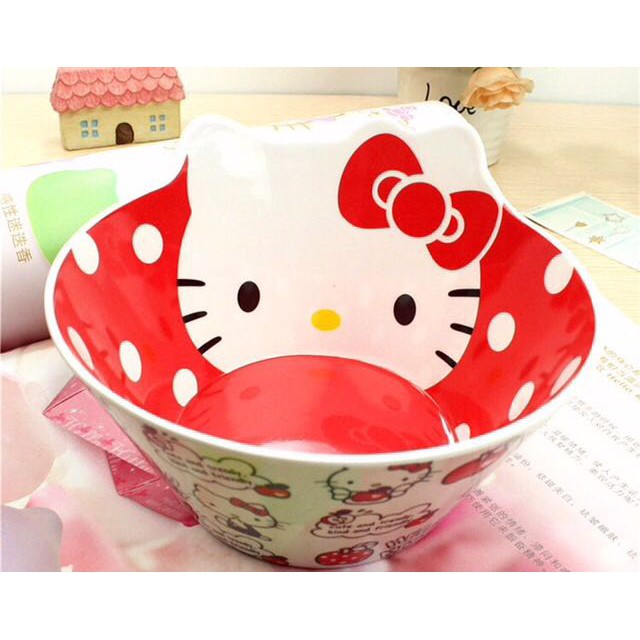

Mangkok Hello Kitty Polkadot Putih Pita Merah AKTRB