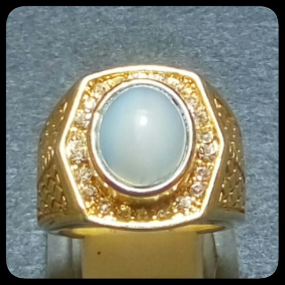 CINCIN BATU AKIK PERMATA MOONSTONE CAT EYE'S SIZE KANTORAN MEWAH BERKELAS