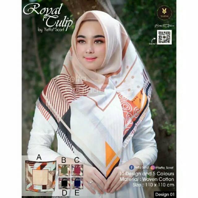 Clarisse Jilbab ROYAL TULIP by Yeffa Hijab Segi Empat