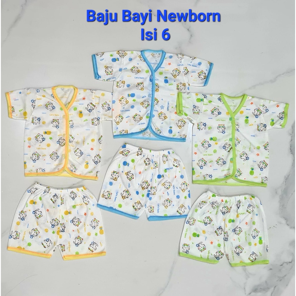 3 Pcs Setelan pendek tabur bayi Laki-laki perempuan isi 6 SA-08/baju bayi baru lahir