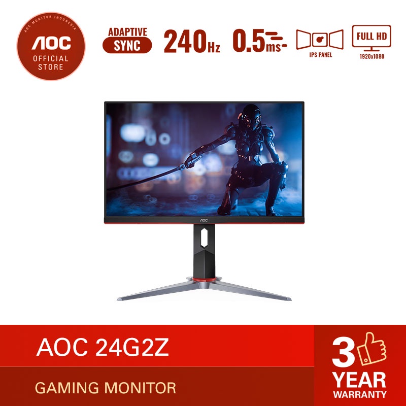 AOC 24G2Z AdaptiveSync Gaming Monitor (23.8&quot;/0.5ms/240Hz/FHD/IPS)