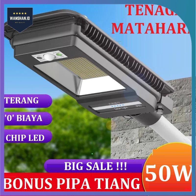 [WS] LAMPU JALAN TENAGA MATAHARI / SOLAR CELL 50WATT ALL IN ONE - 50WATT+PIPA TENAGA SURYA