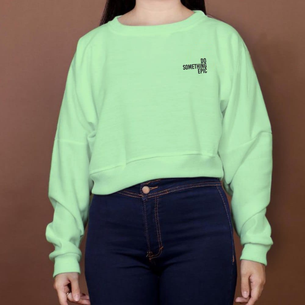 CROP OVERSIZE SWEATER WANITA DO SOMETHING EPIC BORDIR // ATASAN WANITA OVERSIZE PREMIUM // CREWNECK FLEECE TEBAL HALUS KECE TERBARU,