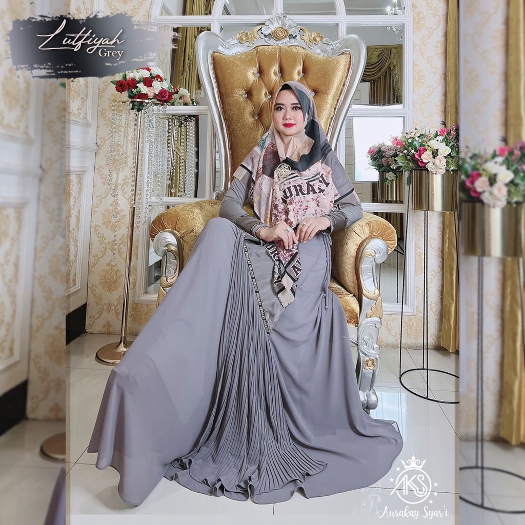 Gamis Syari Premium Set Lutfiah Grey By Aurakay