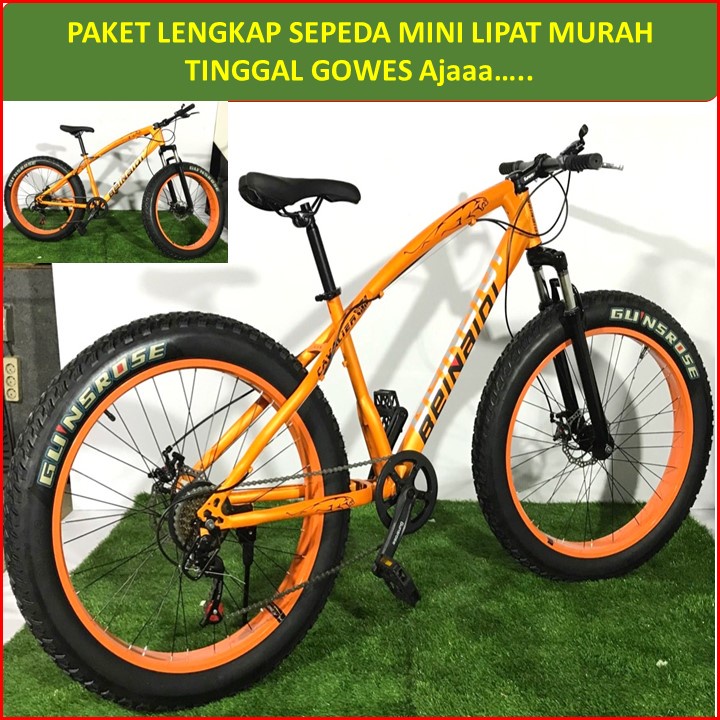 MURAH Paket Lengkap Sepeda MTB BEINAIDI Fat Tyre HIGH CARBON STEEL 7 Speed