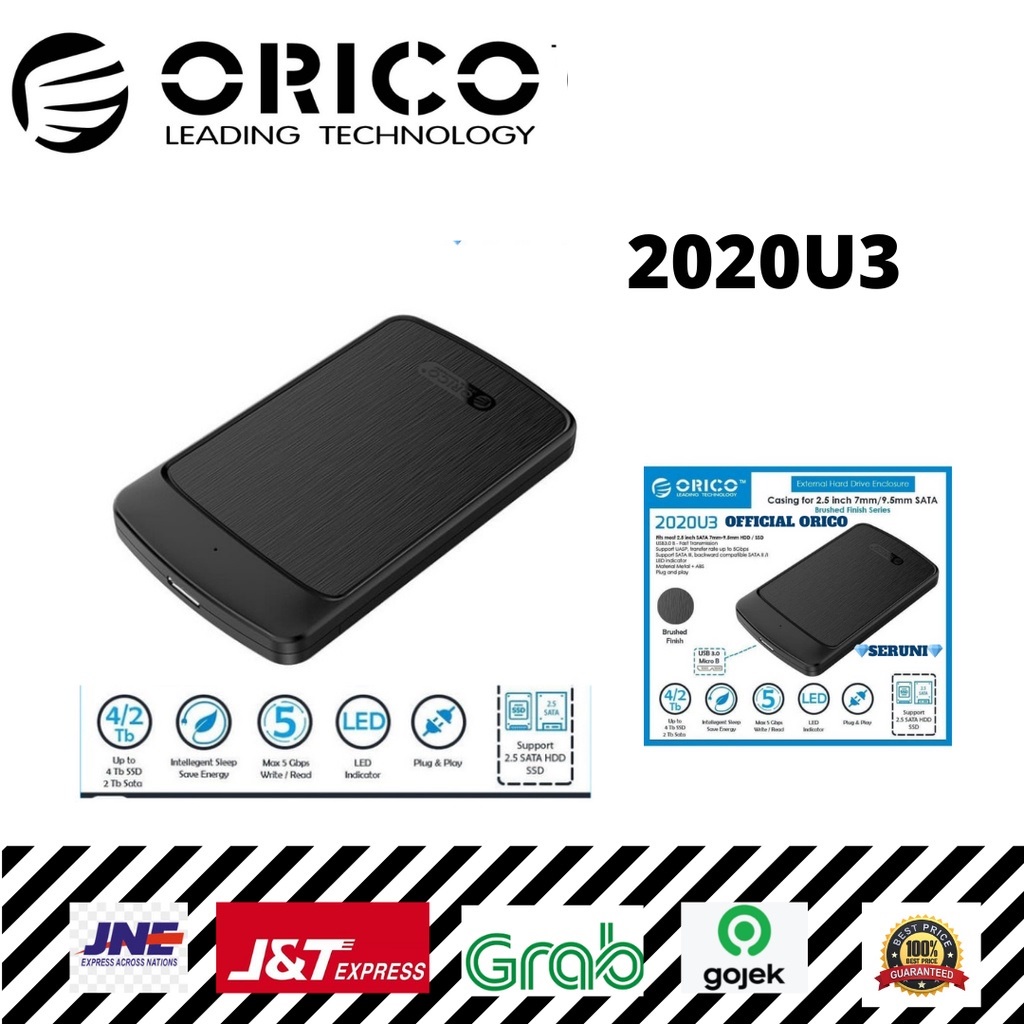 Casing HDD EXTERNAL USB 3.0 orico 2020U3 Black Hdd Case 2,5 inch Case Hdd Laptop Garansi Resmi Orico Dijamin Original