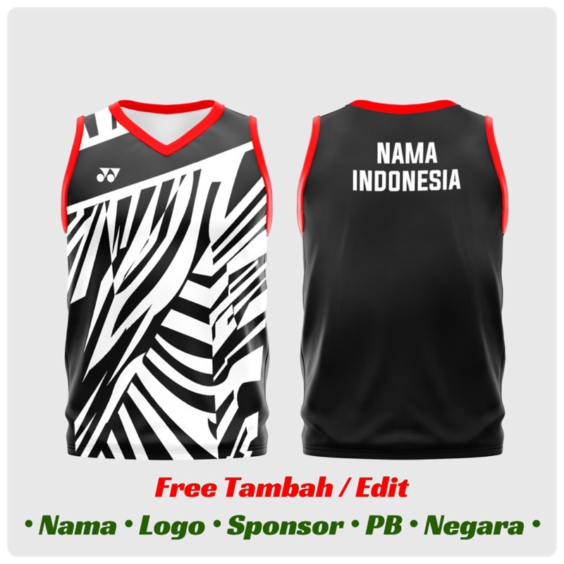 Jersey Bulutangkis Badminton Custom | Baju Kaos Bulutangkis Badminton Custom Singlet Tanpa Lengan | 