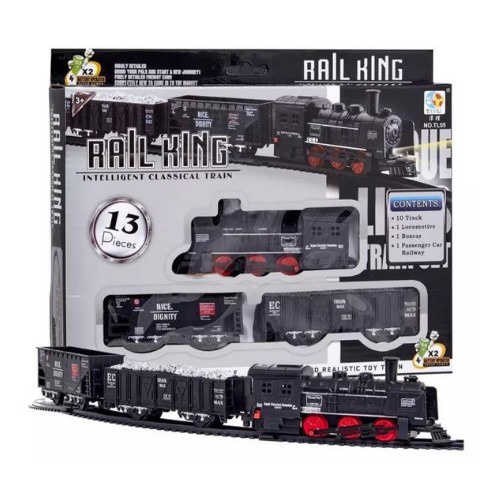 Mainan Anak Laki-laki TRACK KERETA API  RAIL KING JS1715 13 Pcs Gerbong / Kado Anak Cowok Mainan Edukasi Train Kids