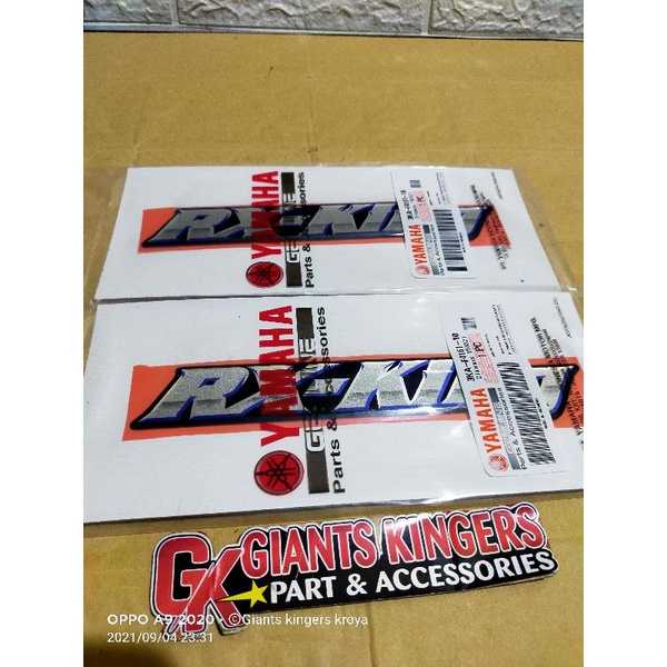 EMBLEM RX KING COVER AKI TEPONG SET TH 2003 BIRU DAN 2002 HIJAU BOTOL ORIGINAL YGP