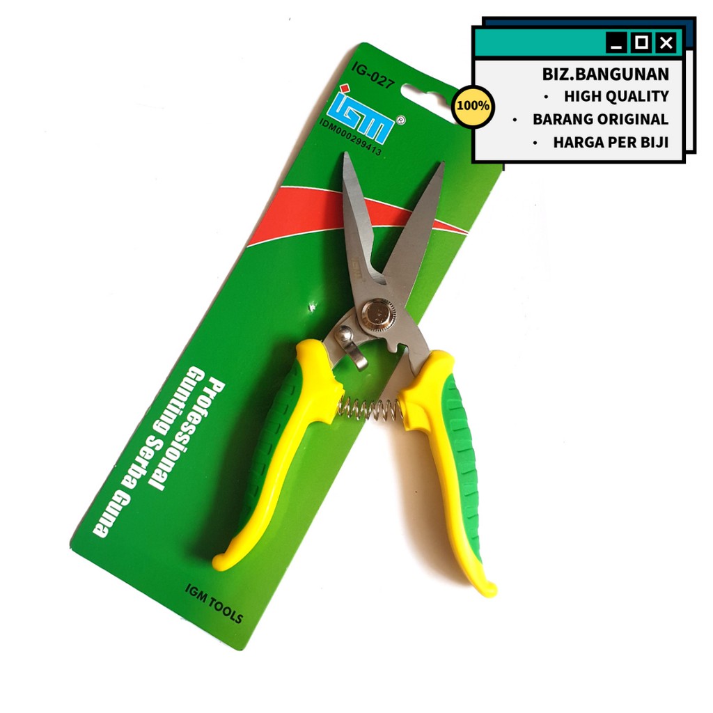 GUNTING SERBAGUNA IGM 8&quot; INCH - SENG KAWAT LOKET DAHAN KAIN KERTAS
