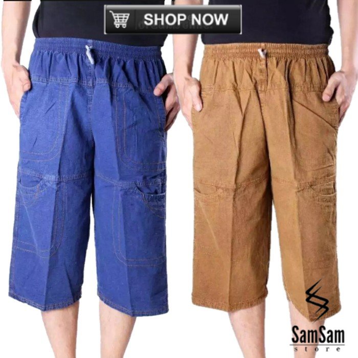 CELANA PENDEK 7/8 PRIA DEWASA JEANS BORJU - Mustard, All Size