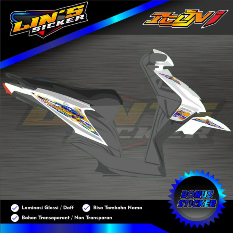 STRIPING STICKER BEAT KARBU TRANSPARAN CUSTOM FONT TWOTONE