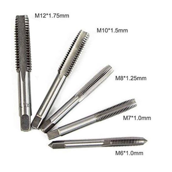 Set Mata Bor Alat Pembuat Drat Ulir Baut Tapping Drill Hand Tap Hand Tap &amp; Hand Screw Thread Metric Plug Tap M3-M8