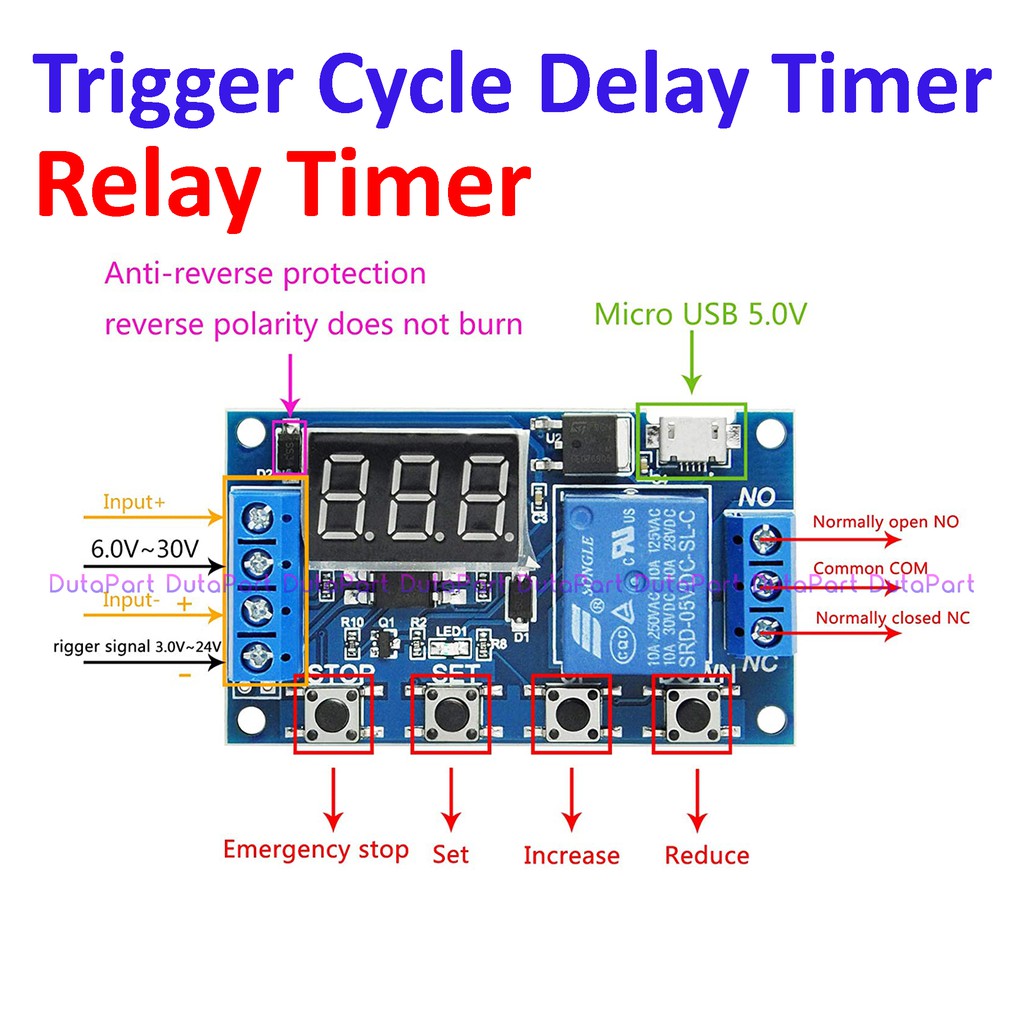 Relay Module Switch Trigger Time Delay Circuit Timer Cycle Adjustable