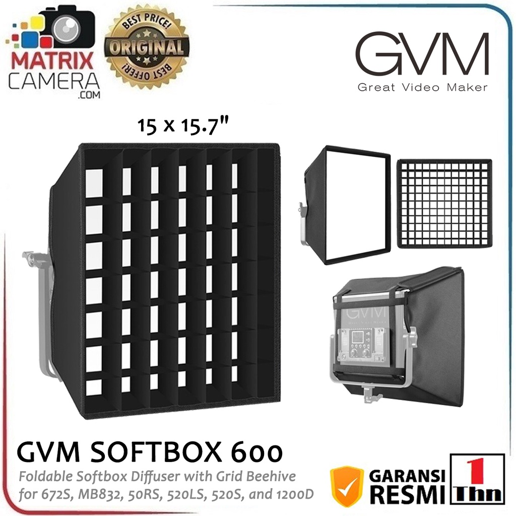 GVM SOFTBOX 600 Foldable Softbox Diffuser with Grid Beehive