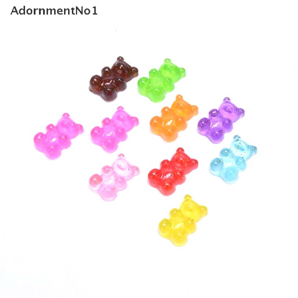 (AdornmentNo1) 10pcs / Set Liontin Bentuk Beruang Warna Permen Bahan Akrilik Untuk DIY Perhiasan