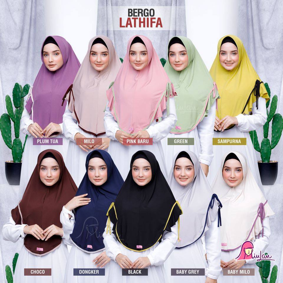 Bergo Lathifa Dewasa | Jilbab Jersey Nyaman | Jilbab Couple Ibu Anak | Grosir Jilbab Murah