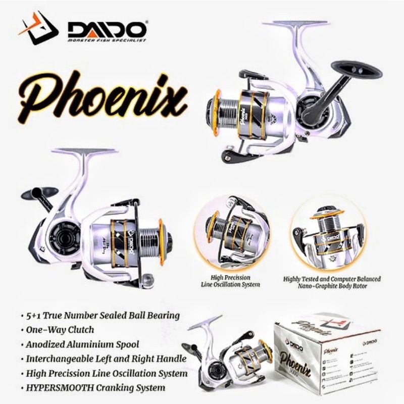 REEL DAIDO PHOENIX 6 BEARING ONE WAY 800 1000 2000 3000 4000 6000.  - Dapat pelindung packing 3 lapi