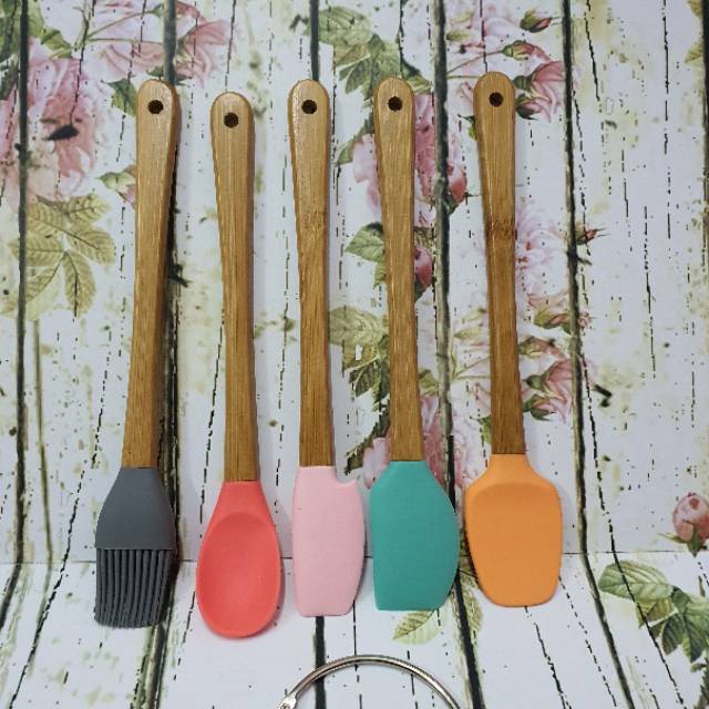 Colorful mini silicone utensil spatula set 5s