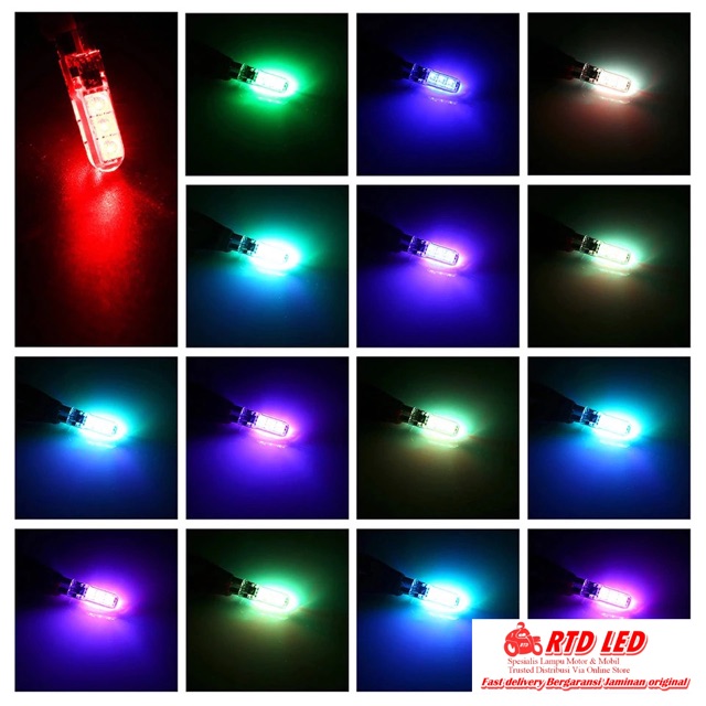 2 Pcs Led T10 Lampu Senja RGB Remote