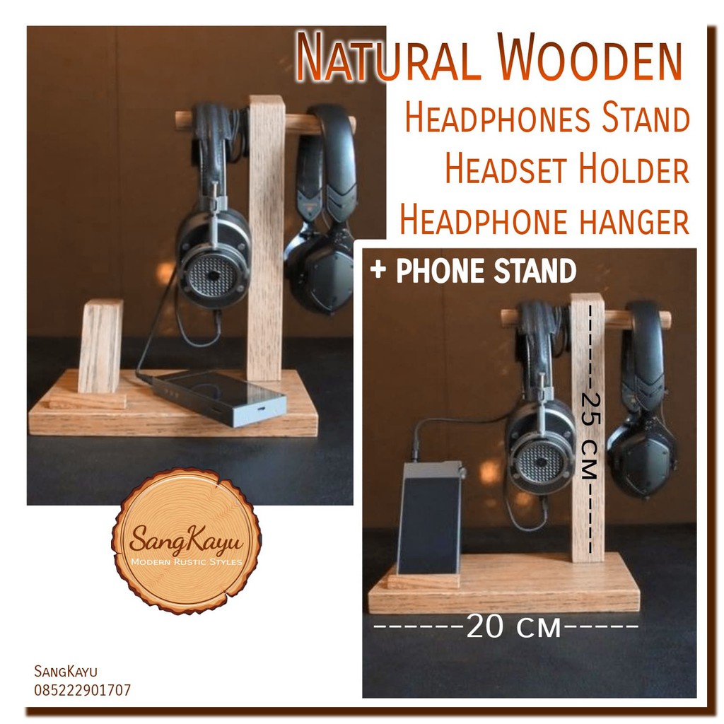 Headphone hanger display stand gantungan headphone docking phone stand