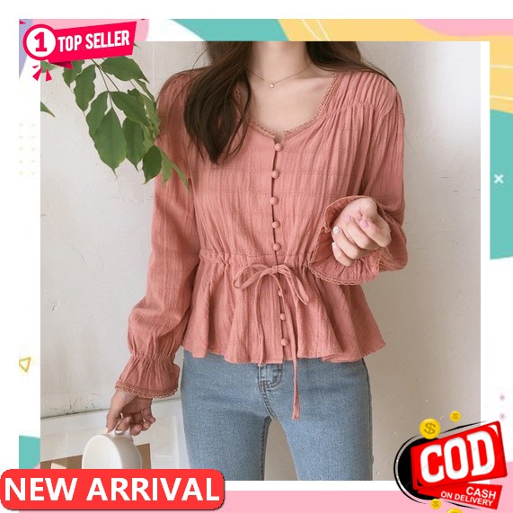 Zaza_Fashion Baju Wanita Terbaru Korean Style 2022 Import Real Pict / Blouse Korea 7992 Elliota [Bea