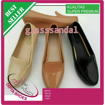 SEPATU WEDGES JELLY - JELLY SHOES - SEPATU KANTOR -SEPATU KERJA WANITA - Ivory, 36