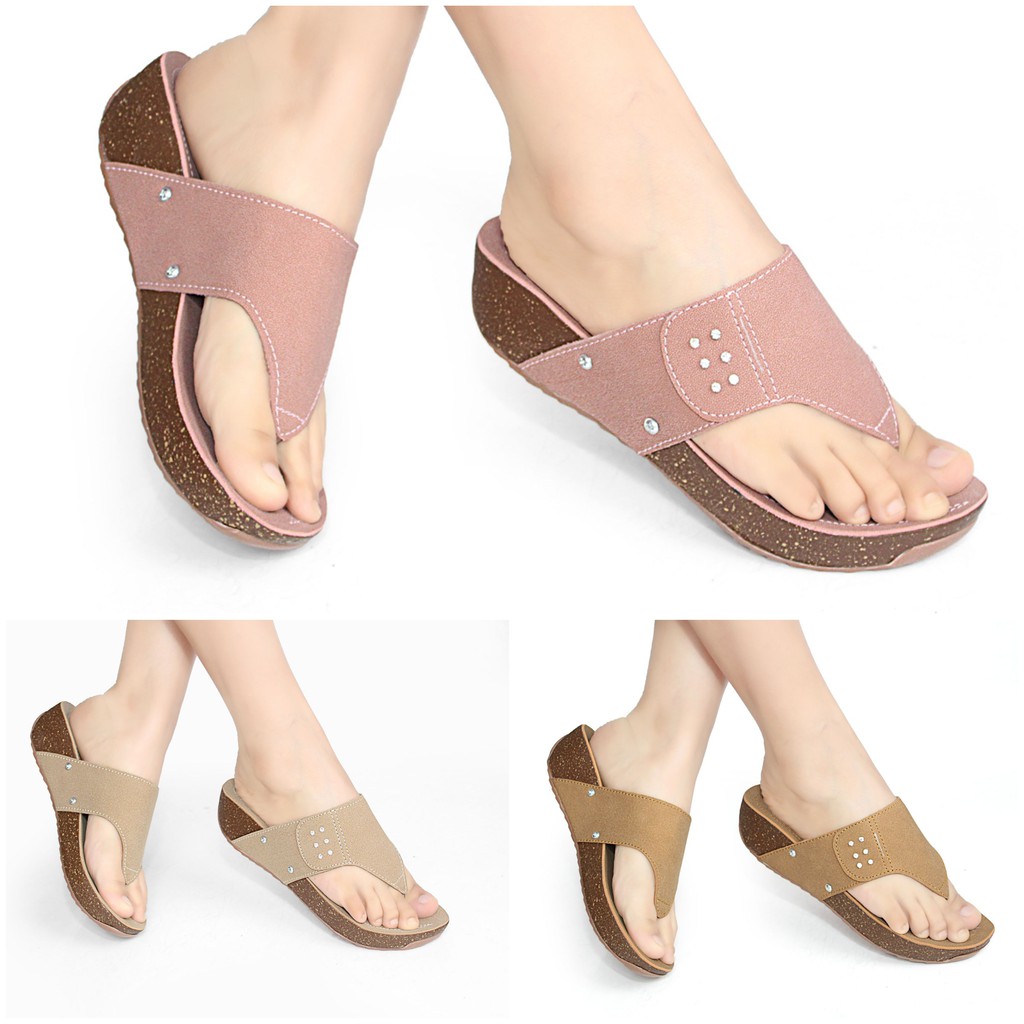 Sandal Wedges Wanita Jepit Casual Murah SED