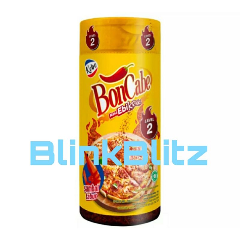 BOTOL Boncabe Kobe Sambal Tabur Pedas Rasa Ebi Udang Level Lv 2 50gr Bumbu Makan