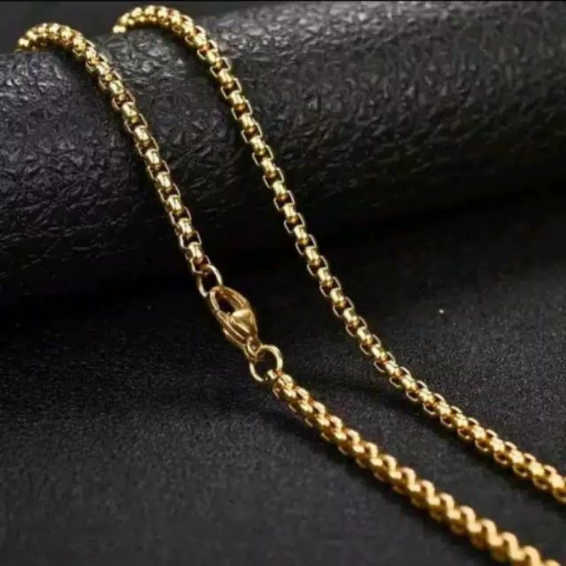 kalung pria titanium gold emas