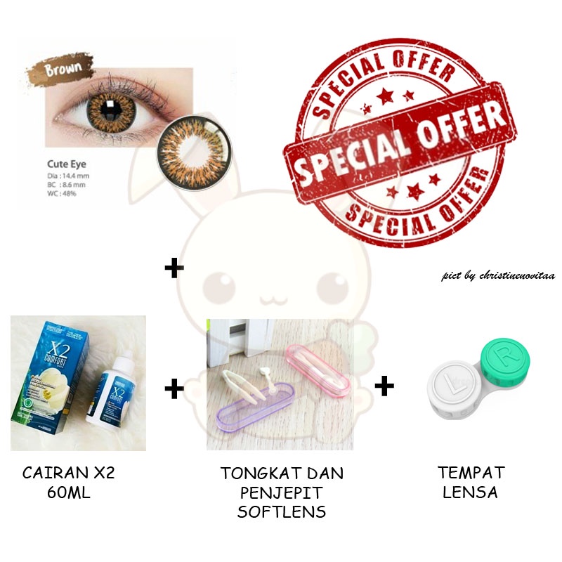 Paket Hemat Softlens Pemula Cute Eye Living Color 14.4mm BIG EYES