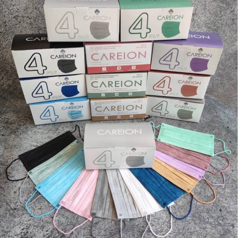 MASKER 4PLY & 3PLY CAREION ORIGINAL 1 BOX ISI 50PCS | MASKER CAREION WARNA 4PLY & 3PLY ISI 50 | MASK
