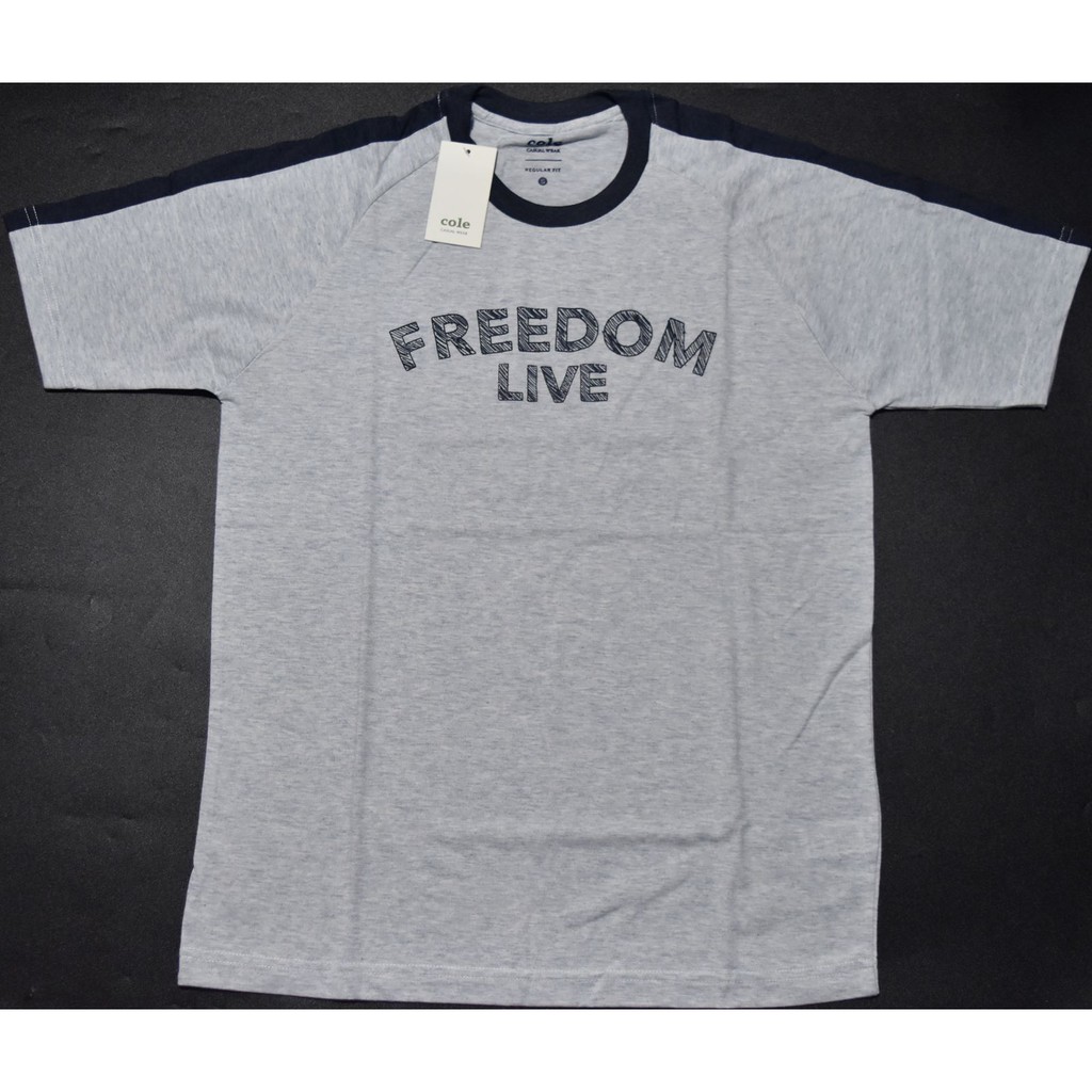  Kaos Pria COLE  Casual Wear Lengan Pendek Abu AV78 ORIGINAL 