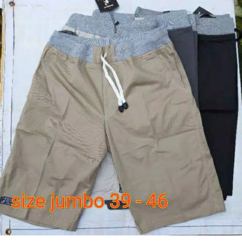 CELANA CHINOS PENDEK JUMBO. PINGGANG KOLOR BAHAN  MELAR  Size 39 - 46  33 - 38