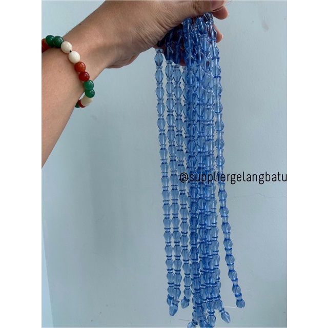 manik ujung kepala tasbih GUCI BLUE QUARTZ aksesori kalung gelang 10mm