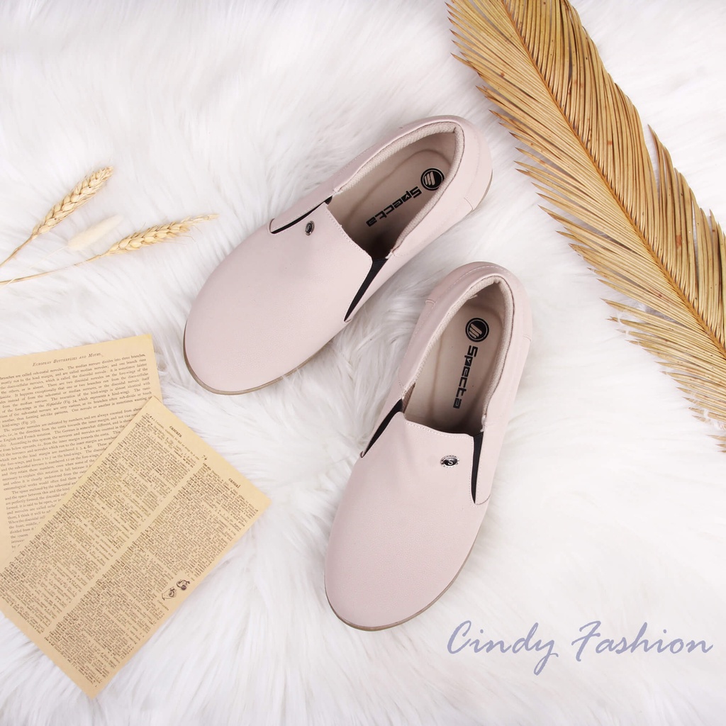 Specta BP 044 / 045 Sepatu Slip On Casual Aqila Wanita Cream Hitam Coklat Abu Tua Pink Putih murah original premium keren-3