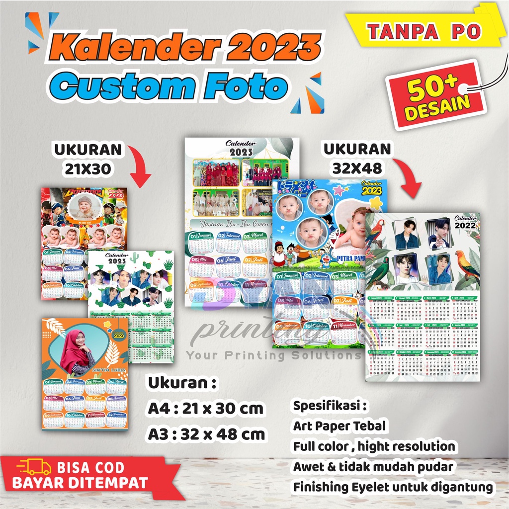 KALENDER 2023 CUSTOM FOTO,TANPA PO BISA COD/BAYAR DITEMPAT