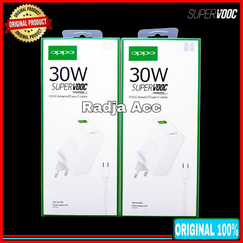 Charger Oppo SUPER VOOC USB C Original 100% 30 Watt VOOC Flash Charge Type C