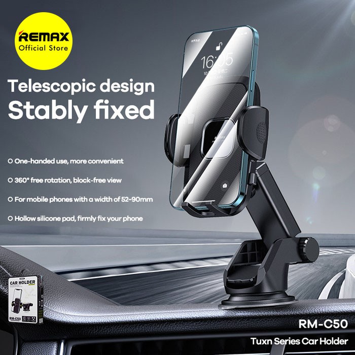 Remax Tuxn RM-C50 Phone Holder Mobil 360° Telescopic for 4 to 7 inch Smartphone