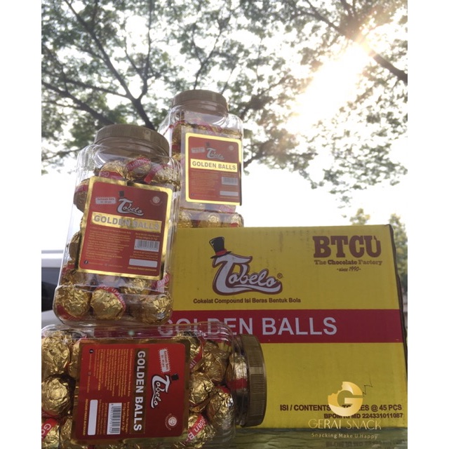 Golden Balls Tobelo 1 BOX isi 6 Jar Cokelat Bola isi Beras Crispy Best Seller (6 Jar x 40 Pcs)