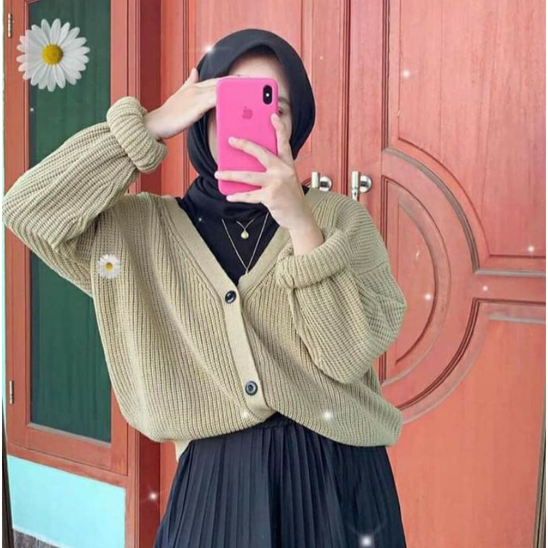 PRILLY CARDI CROP RAJUT WANITA(12 GET) /MIDI KARDIGAN /