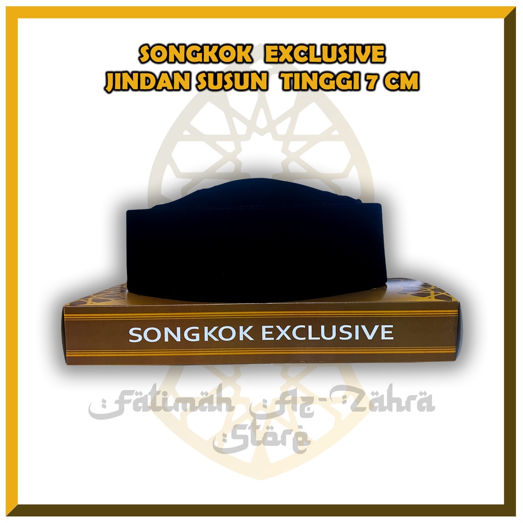 Peci Songkok Kopiah Jindan Exclusive Hitam Polos Susun Tinggi 7 Cm