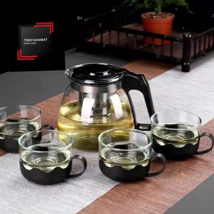 C8B2 Teko Teh Dan Kopi + Filter 1200ml Glass Kettle/Teko Teh / Teko Kopi/ Teko Air/ Ceret/ TekoKaca