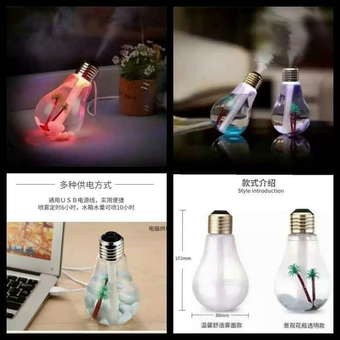 Bulb Humidifier Model Lampu Hiasan dan Pelembab Ruangan Aromaterapi