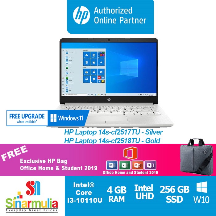 Laptop HP 14s-CF2517TU/CF2518TU i3-10110U 256GB SSD 4GB WIN11+OHS