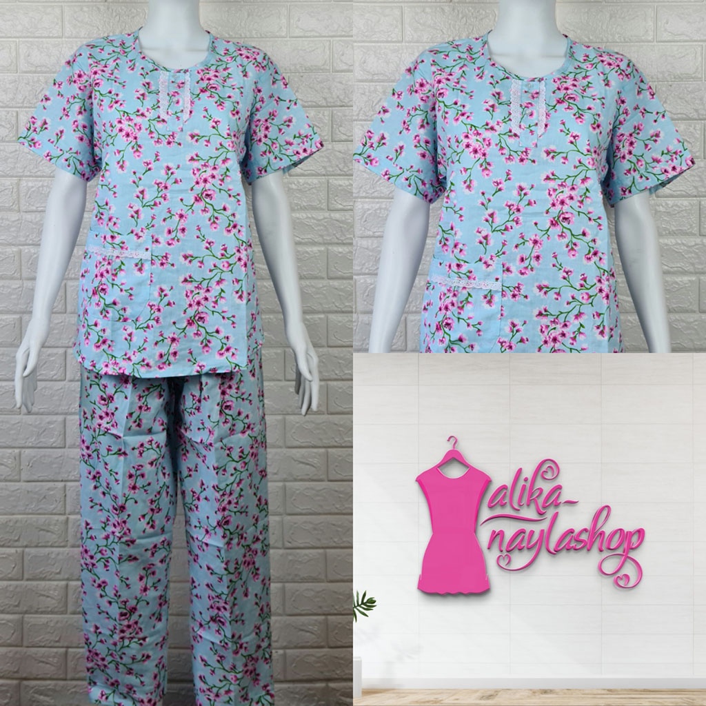 PIYAMA KATUN | HOKI & SHEILA STANDAR | LEBEL ORANGE | BAJU TIDUR | WANITA DEWASA-KODE   C2